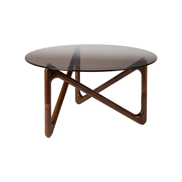 Pruun ümmargune klaasist diivanilaud ø 80 cm Naia - Dutchbone