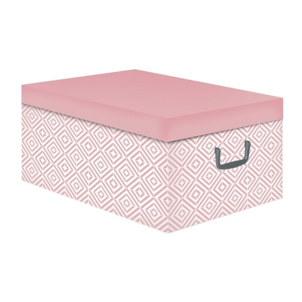 Růžová úložná krabice s víkem Compactor Cube 50 x 40 x 25 cm