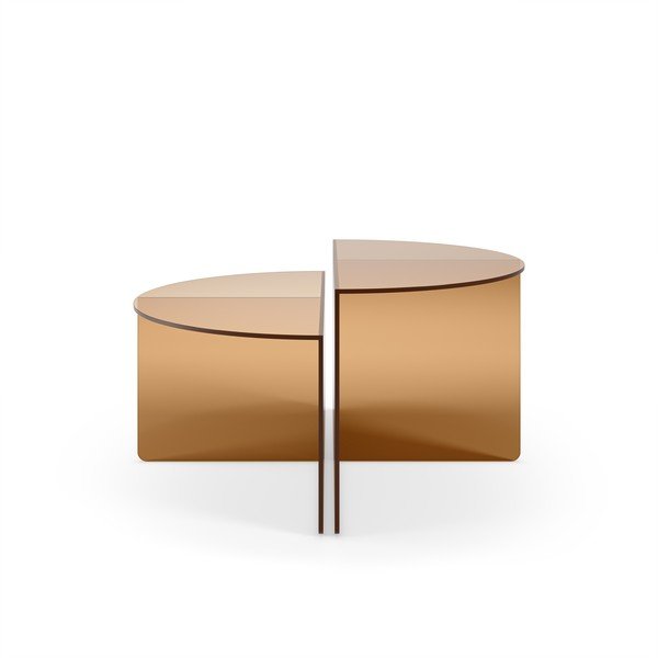 Pruunist klaasist ümmargused kohvilauad, 2 tk komplektis ø 80 cm Velta - MOME-image-3