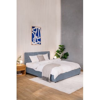 Sinine polsterdatud kaheinimesevoodi koos madratsi, voodipõhja ja panipaigaga 180x200 cm Myra Slim Line - Bonami Selection