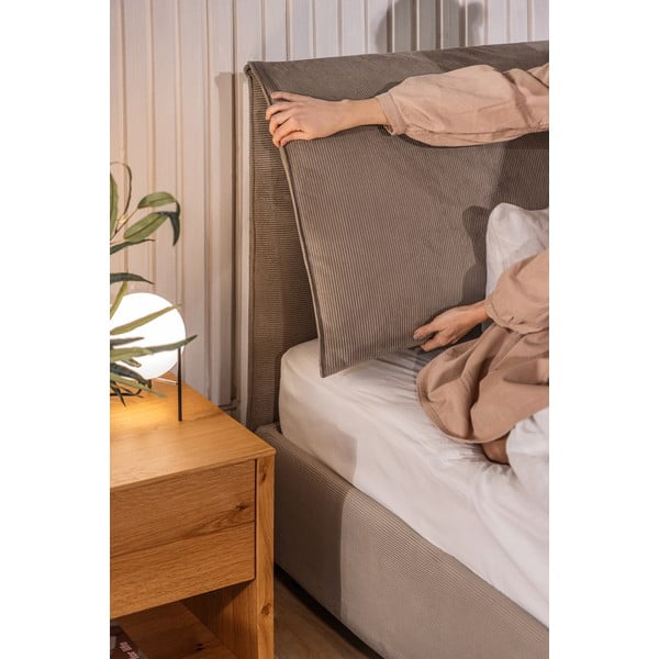 Taupe polsterdatud kaheinimesevoodi koos voodipõhja ja panipaigaga 160x200cm Thessa Pillow - Bonami Selection-image-3