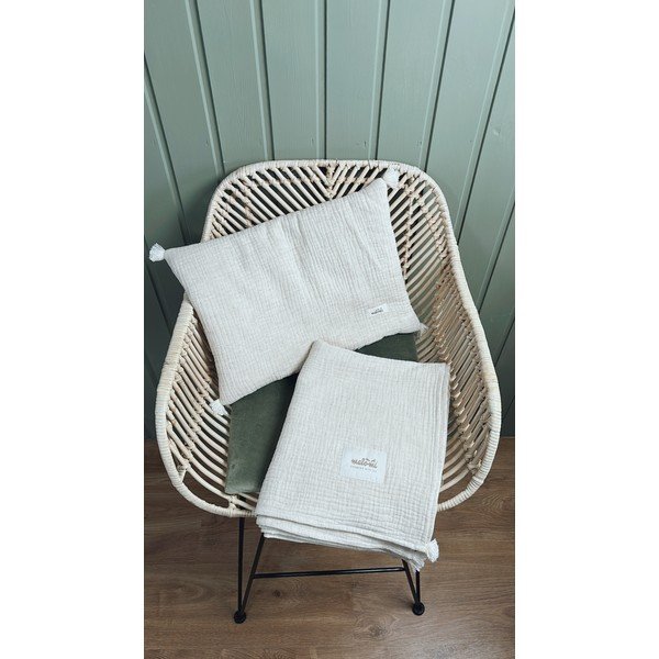 Kreem musliinist laste tekk ja padi komplektis  100x130 cm Muslin Linen – Malomi Kids-image-4