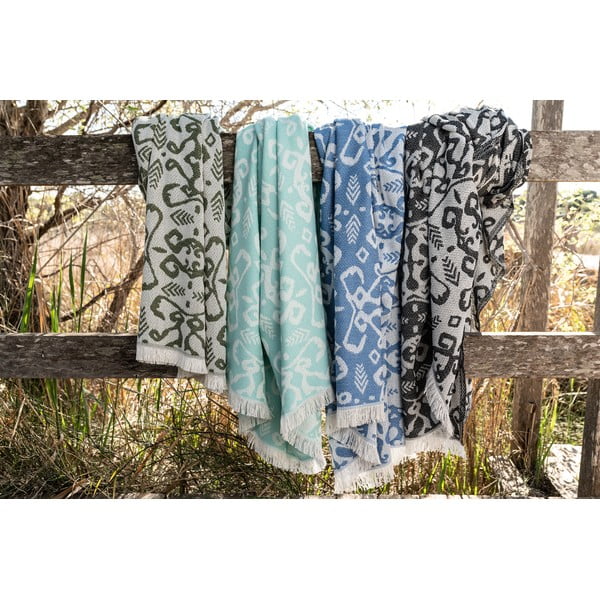 Tumeroheline ruuduline puuvillane suvine linik, 140 x 180 cm Mykonos - Euromant-image-4