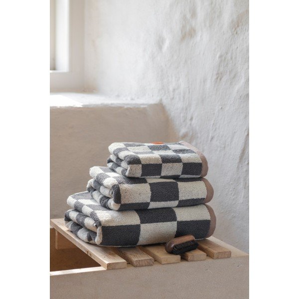 Antratsiitne/beež orgaanilisest puuvillast froteerätik 70x133 cm Retro - Mette Ditmer Denmark-image-2