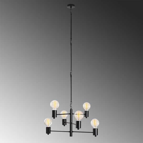 Must rippvalgusti 6 pirnile Hexa Long - Opviq lights-image-1