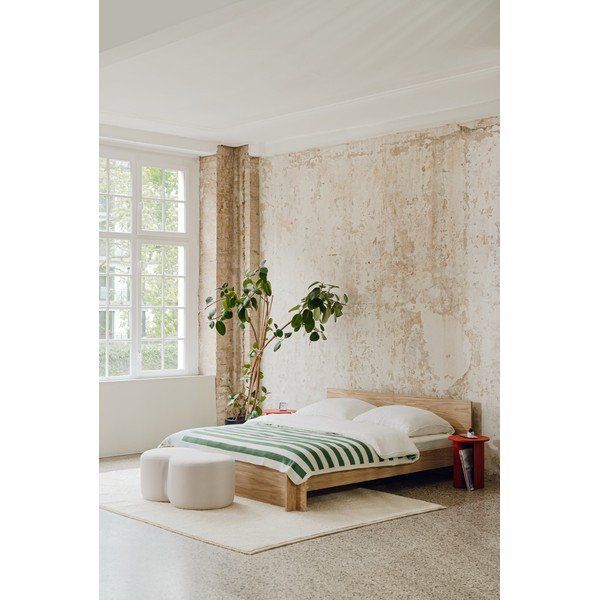 Kaheinimesevoodi puitlaastplaadist/vineerist tammepuust dekooriga ja liistudest raamiga 180x200 cm naturaalses värvitoonis Valt - noo.ma-image-3