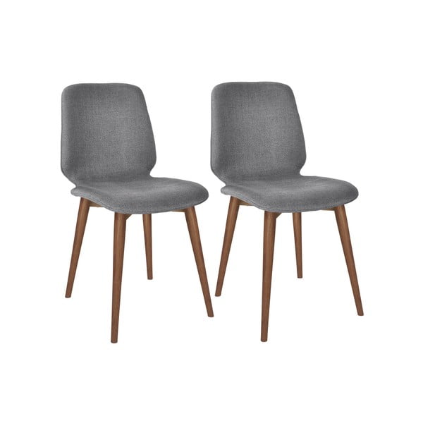 Sada 2 šedých jídelních židlí s nohami z masivního ořechového dřeva WOOD AND VISION Basic