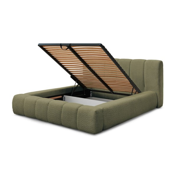 Roheline polsterdatud kaheinimesevoodi koos panipaiga ja voodipõhjaga 160x200 cm Denali - Bobochic Paris-image-4