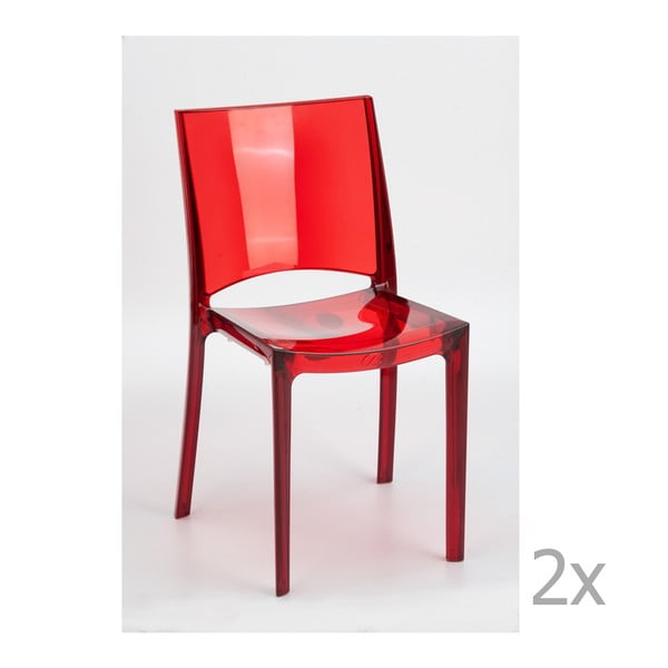 Sada 2 červených jídelních židlí Castagnetti Canossa