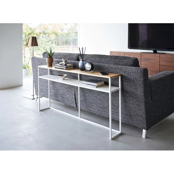 Valge-helepruun tuhkpuidu spooniga konsoollaud 20,5x126 cm Tower - YAMAZAKI-image-1