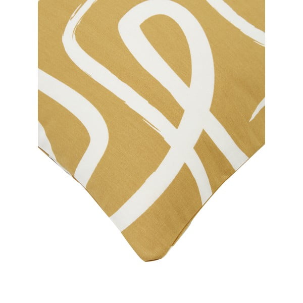 Kollane ja valge üheinimesevoodipesu puuvillasest perkaalriidest, 135 x 200 cm. Malu - Westwing Collection-image-3