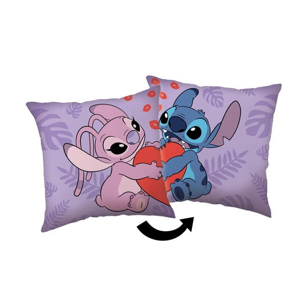 Fliisist laste dekoratiivpadi 40 × 40 cm Lilo ja Stitch "Suudlus" – Jerry Fabrics