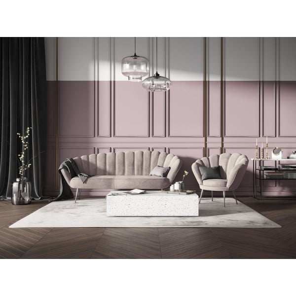 Beež sametist asümmeetriline diivan , 224 cm Varenne - Interieurs 86-image-1