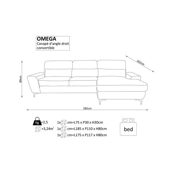 Černá rohová rozkládací pohovka Windsor & Co. Sofas Omega, pravý roh-image-4