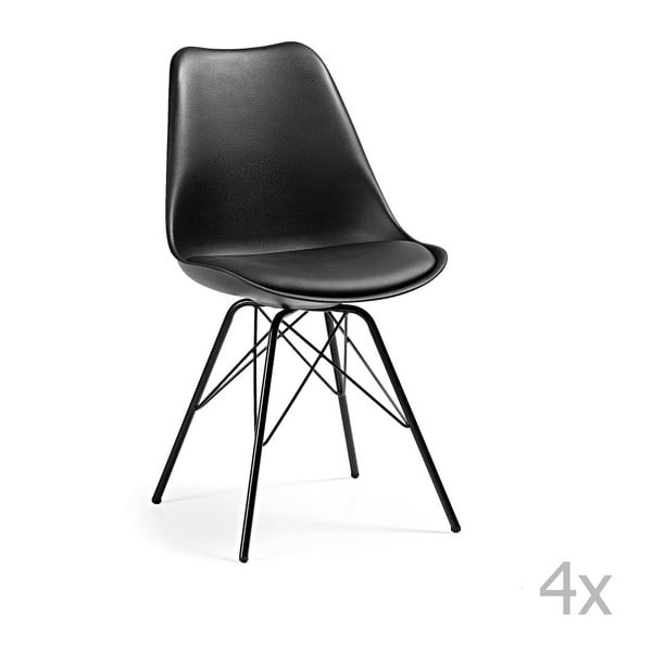 Sada 4 černých židlí s kovovými nohami La Forma Lars
