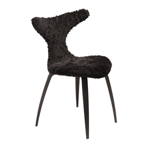 Černá židle s kožešinovým sedákem DAN-FORM Denmark Dolphine