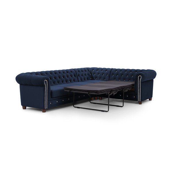 Sinine sametist nurgadiivanvoodi (parem nurk/L-kujuline) York Blik - Ropez-image-2