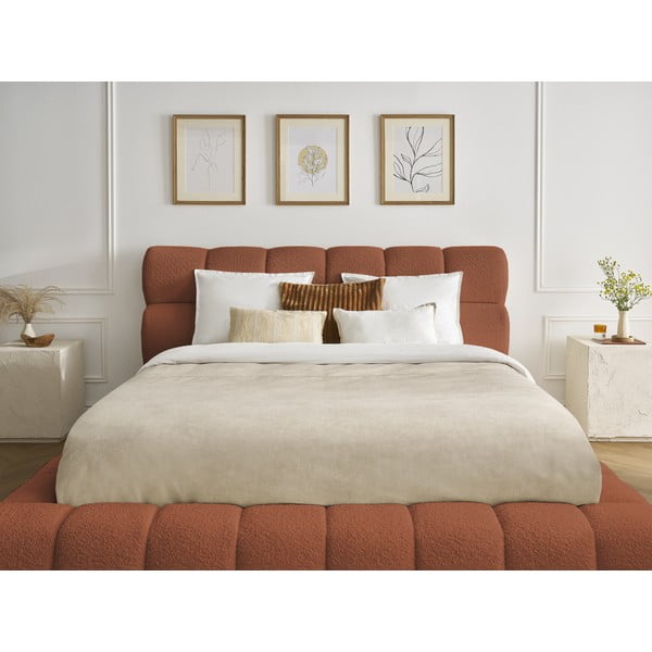 Oranž polsterdatud kaheinimesevoodi koos panipaiga ja voodipõhjaga 160x200 cm Mont Blanc - Bobochic Paris-image-1