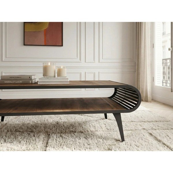 Kohvilaud naturaalses värvitoonis tammepuust pealispinnaga 60x120 cm Billie - Bobochic Paris-image-3