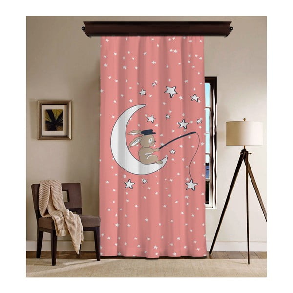 Růžový závěs Curtain Moon, 140 x 260 cm