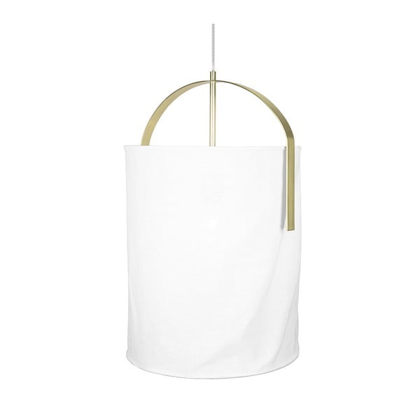 Bílé závěsné svítidlo v barvě mosazi Globen Lighting Nest, ø 35 cm