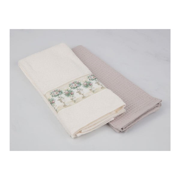 Sada 2 bavlněných ručníků Madame Coco Naturalo, 40 x 60 cm