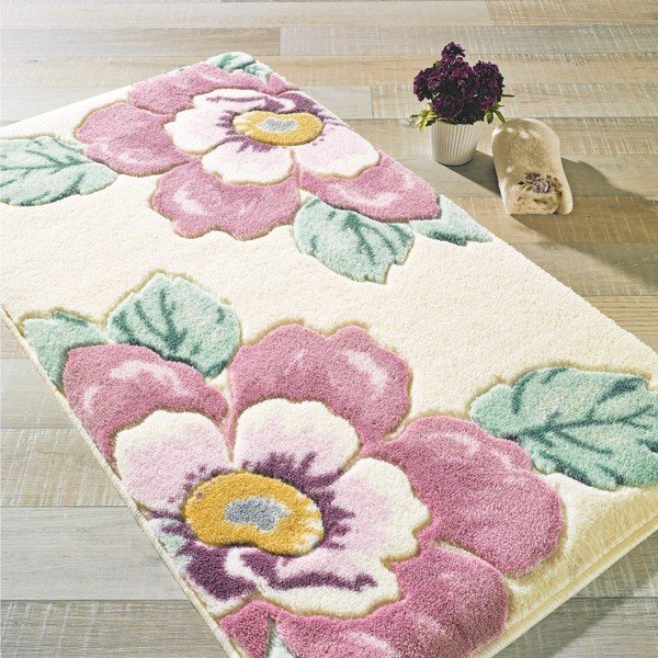 Růžová předložka do koupelny Confetti Bathmats Fiore, 80 x 140 cm
