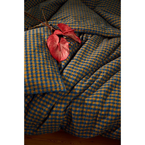 Kollane ja sinine krepp voodipesu üheinimesevoodile 140x200 cm Bæk&Bølge - JUNA-image-3