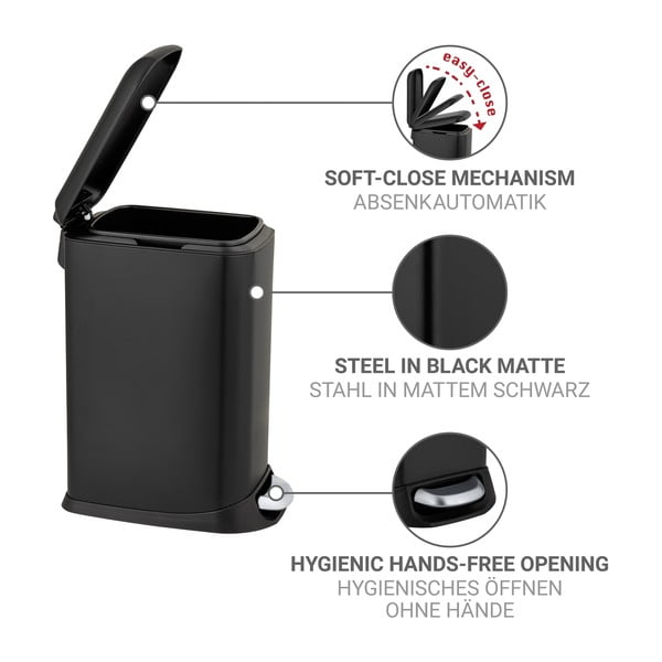 Matt must terasest prügikast 12 l Design - Wenko-image-4