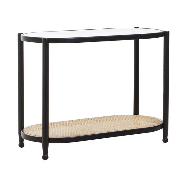 Must/naturaalne konsoollaud klaasist pealispinnaga 49x100 cm Cebu - Premier Housewares