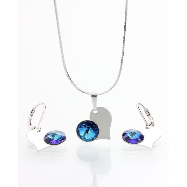 Set náhrdelníku a náušnic se Swarovski krystaly Yasmine Blue Heart