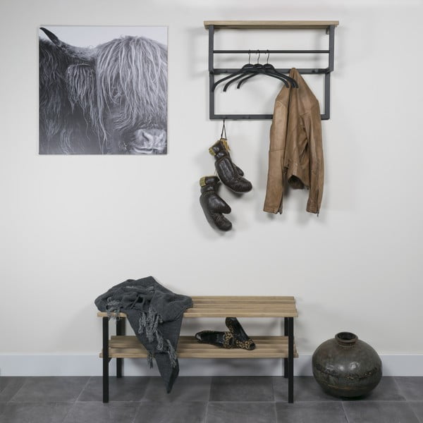 Must-puiduvärvi metallist seinanagi koos riiuliga Rizzoli - Spinder Design-image-3