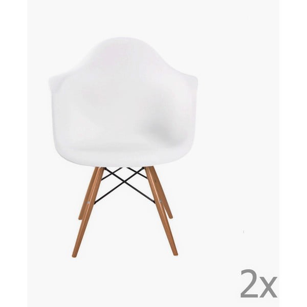 Sada 2 bílých jídelních židlí s područkami Crido Consulting Natura