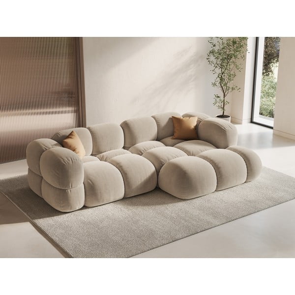  Beež sametist nurgadiivan (parem nurk/laiendiga) Loretto – Cosmopolitan Design-image-1