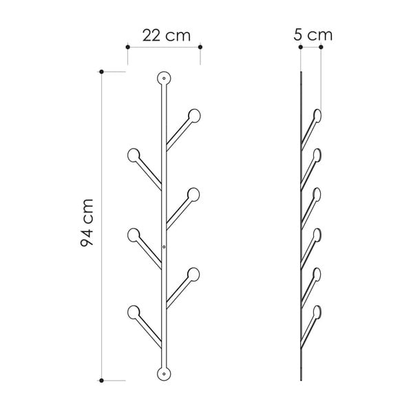 Černý kovový nástěnný věšák Branch-image-2