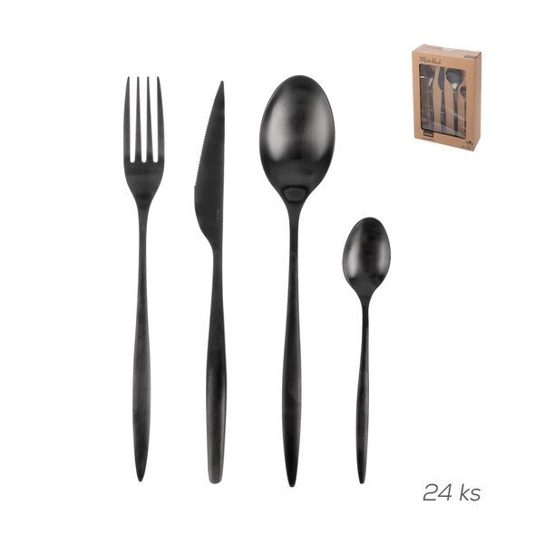 Mustad roostevabast terasest söögiriistad 24 tk - Orion-image-3