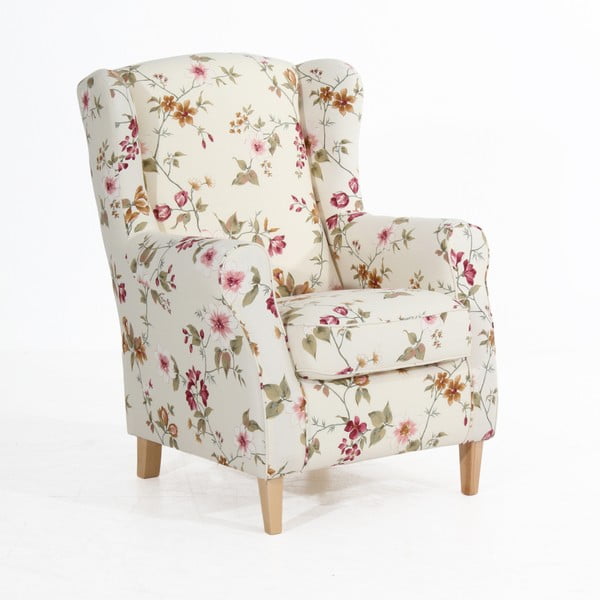 Kreemjas ja valge lilleline tugitool Lorris - Max Winzer-image-2