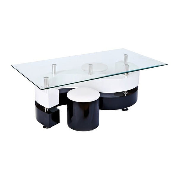 Černobílý konferenční stolek se 2 stoličkami 13Casa Blanco