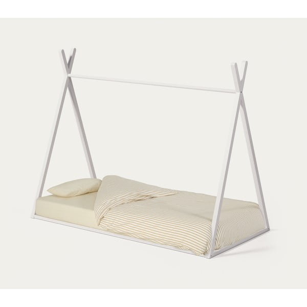 Valge majakujuline pöögipuidust lastevoodi koos voodipõhjaga 90x190 cm Maralis - Kave Home-image-3