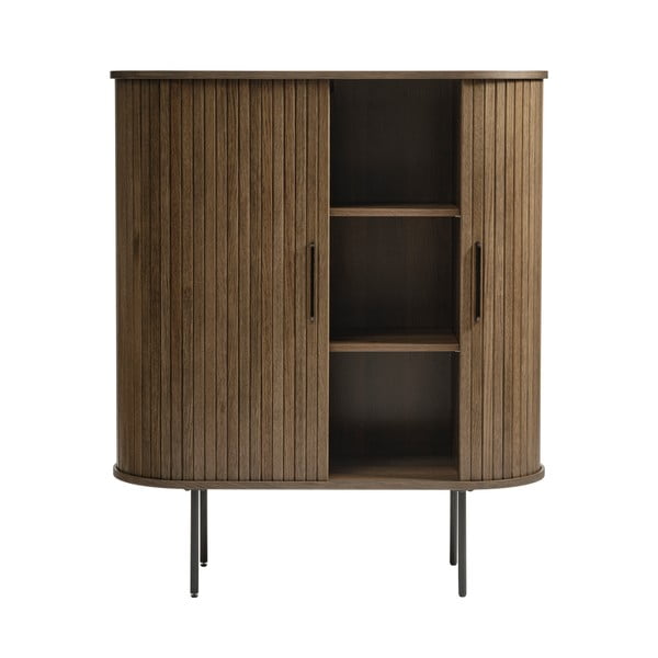 Pruun tammedekooriga lükandustega kummut 100x118 cm Nola – Unique Furniture-image-4