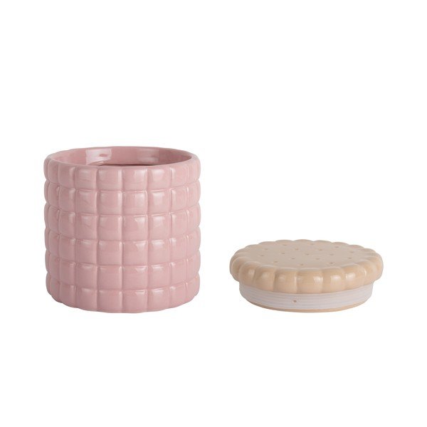 Heleroosa dekoratiivne keraamiline hoiukarp ø 14x15 cm Biscuit Box - PT LIVING-image-3