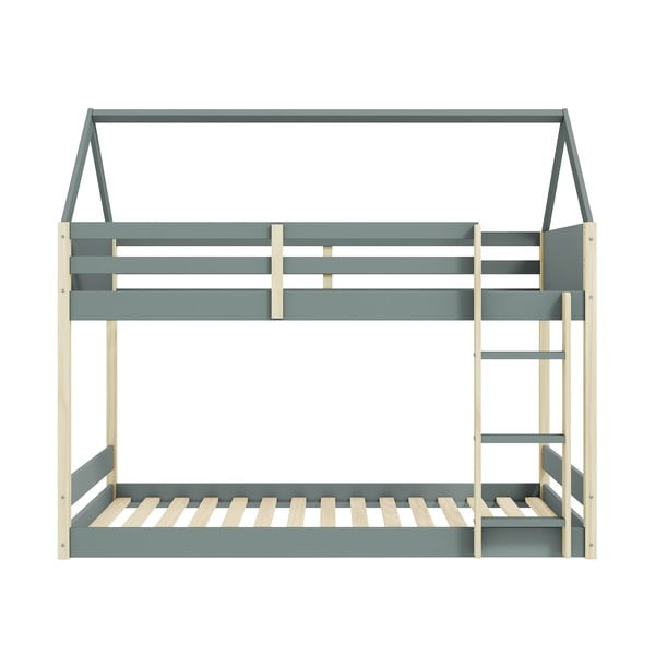 Hallikasroheline laste narivoodi koos voodipõhjaga 90x190 cm -Valka - Marckeric-image-1