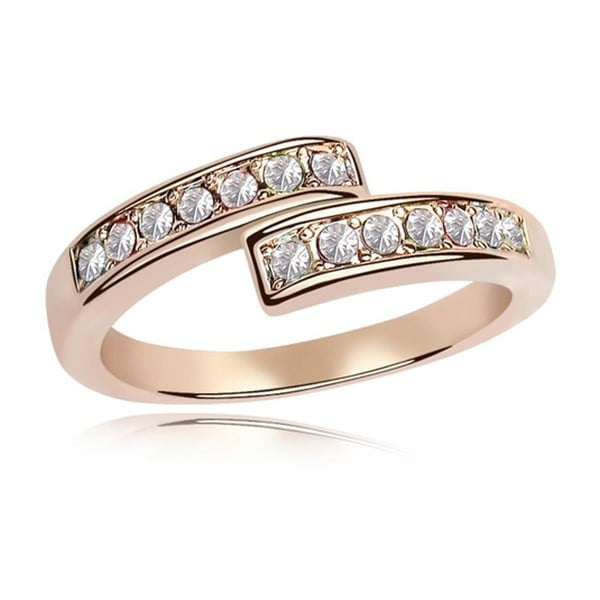 Prsten s čirými krystaly Swarovski a růžovým zlatem Letticia, velikost 52