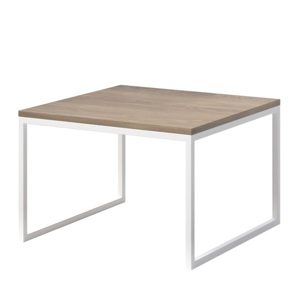 Konferenční stolek s deskou z dubového dřeva s bílým podnožím MESONICA Eco, 60 x 60 cm