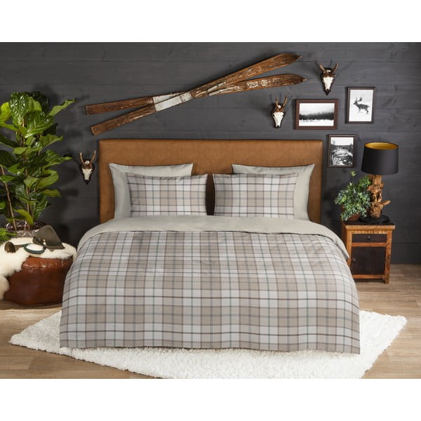 Helepruun flanellist voodipesu üheinimesevoodile 140x200 cm Bernardus - Good Morning-image-1