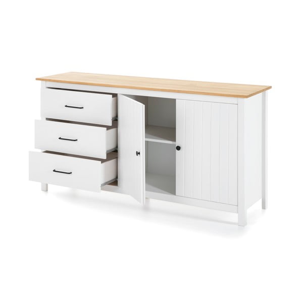 Valge männipuidust kapp 150x80 cm Miranda – Marckeric-image-4