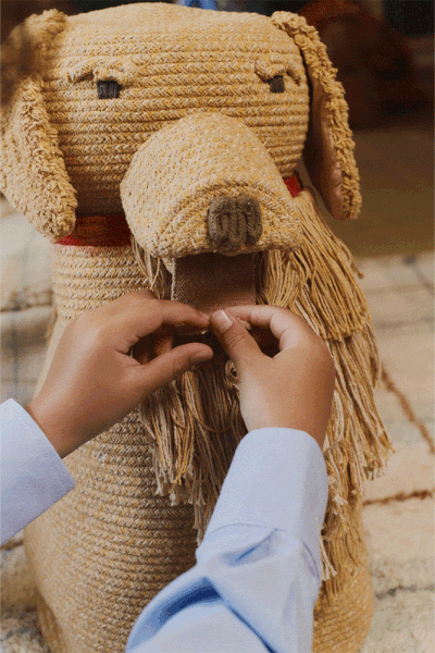 Beež kangast laste mänguasjakorv 40x30x55 cm Luna - Lorena Canals-image-4