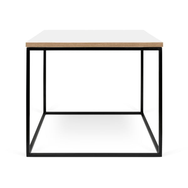 Bílý konferenční stolek s černými nohami TemaHome Gleam, 50 x 50 cm