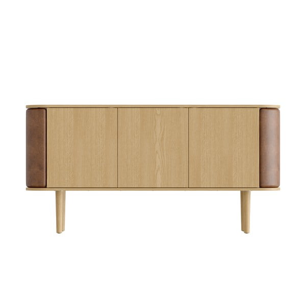 Madal kapp tammepuidust dekooriga helepruun-loomulikus värvitoonis 150x75 cm Treasures - UMAGE-image-3