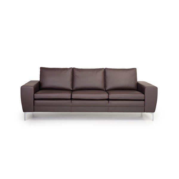 Hnědá kožená pohovka Scandic Twigo, 227 cm